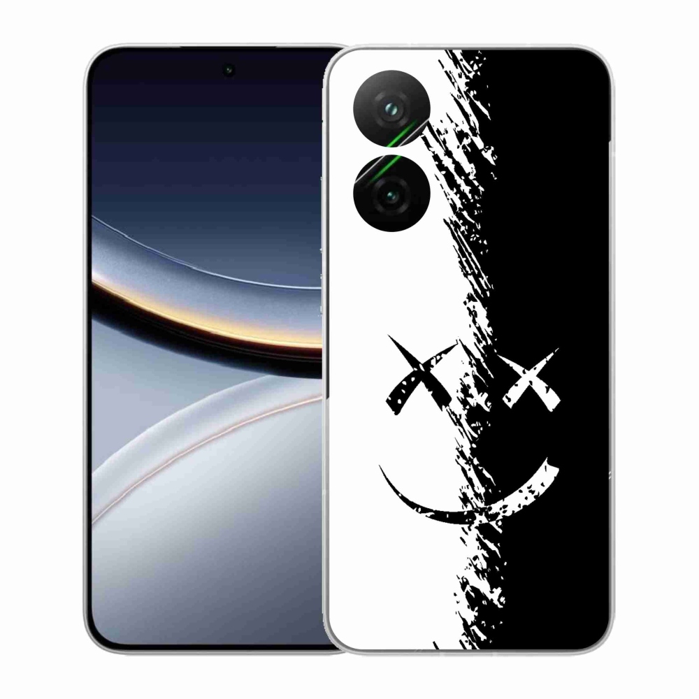 Gélový kryt mmCase na Xiaomi Poco F7 5G - čiernobiely smajlík