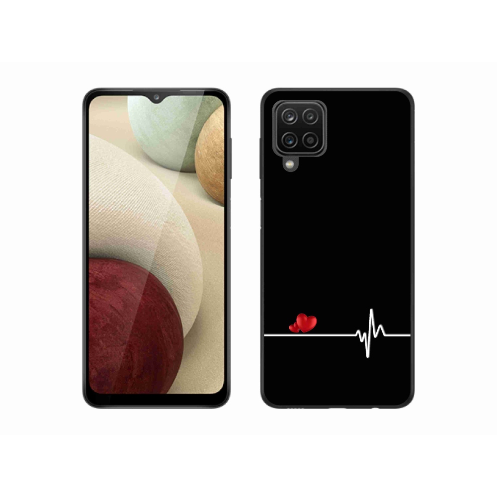 Gélový kryt mmCase na Samsung Galaxy M12 - srdce a tep čierne pozadie