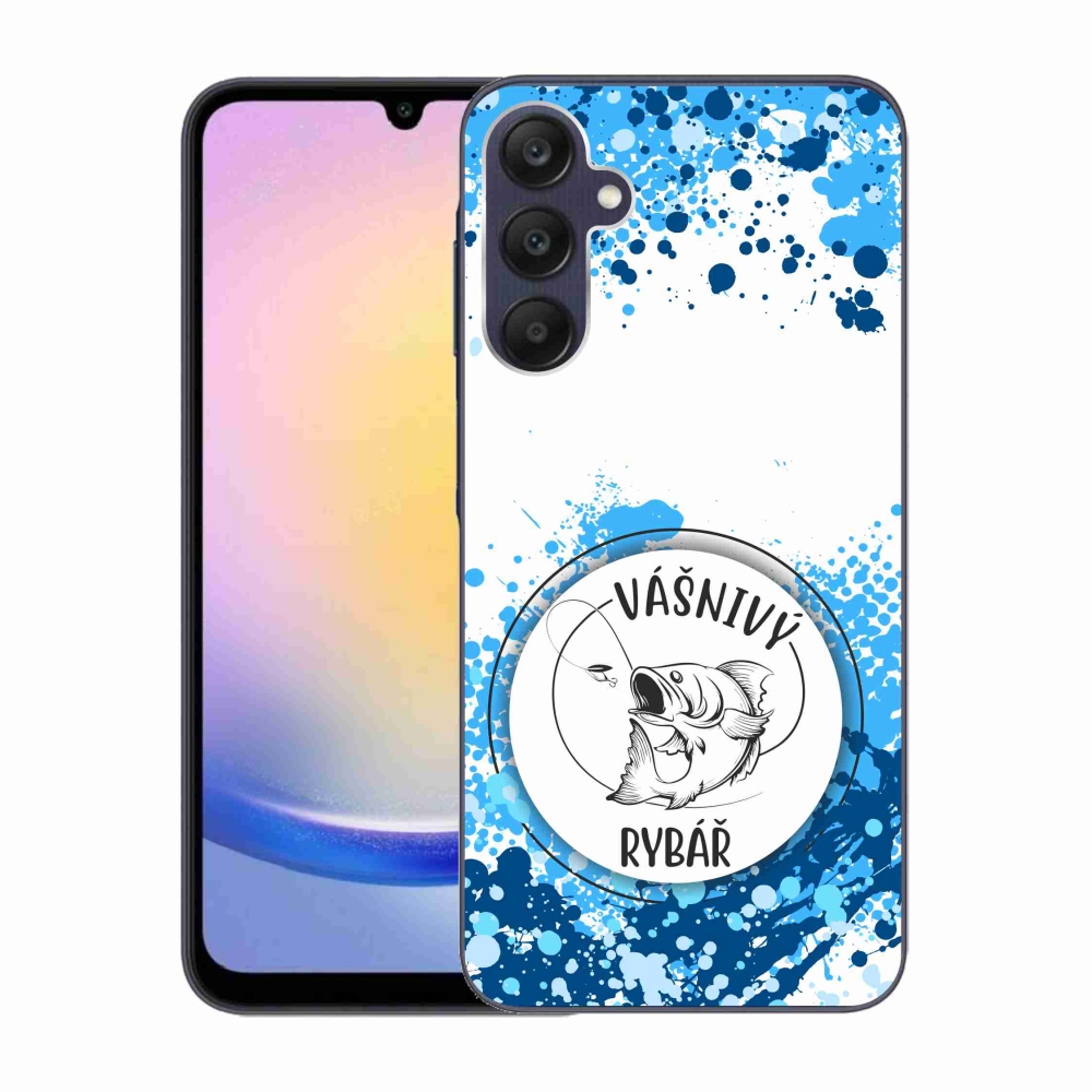 Gélový kryt mmCase na Samsung Galaxy A25 5G - vášnivý rybár biele pozadie