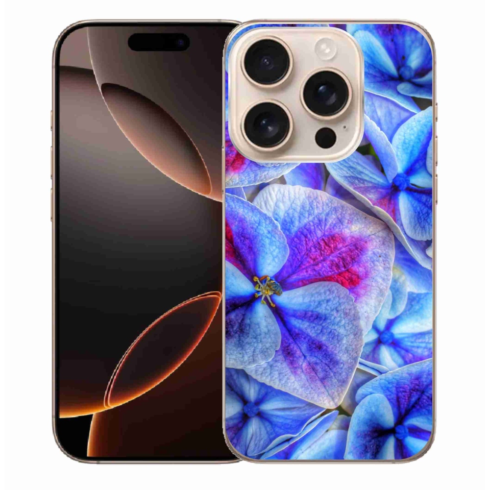 Gélový kryt mmCase na iPhone 16 Pro Max - modré kvety 1