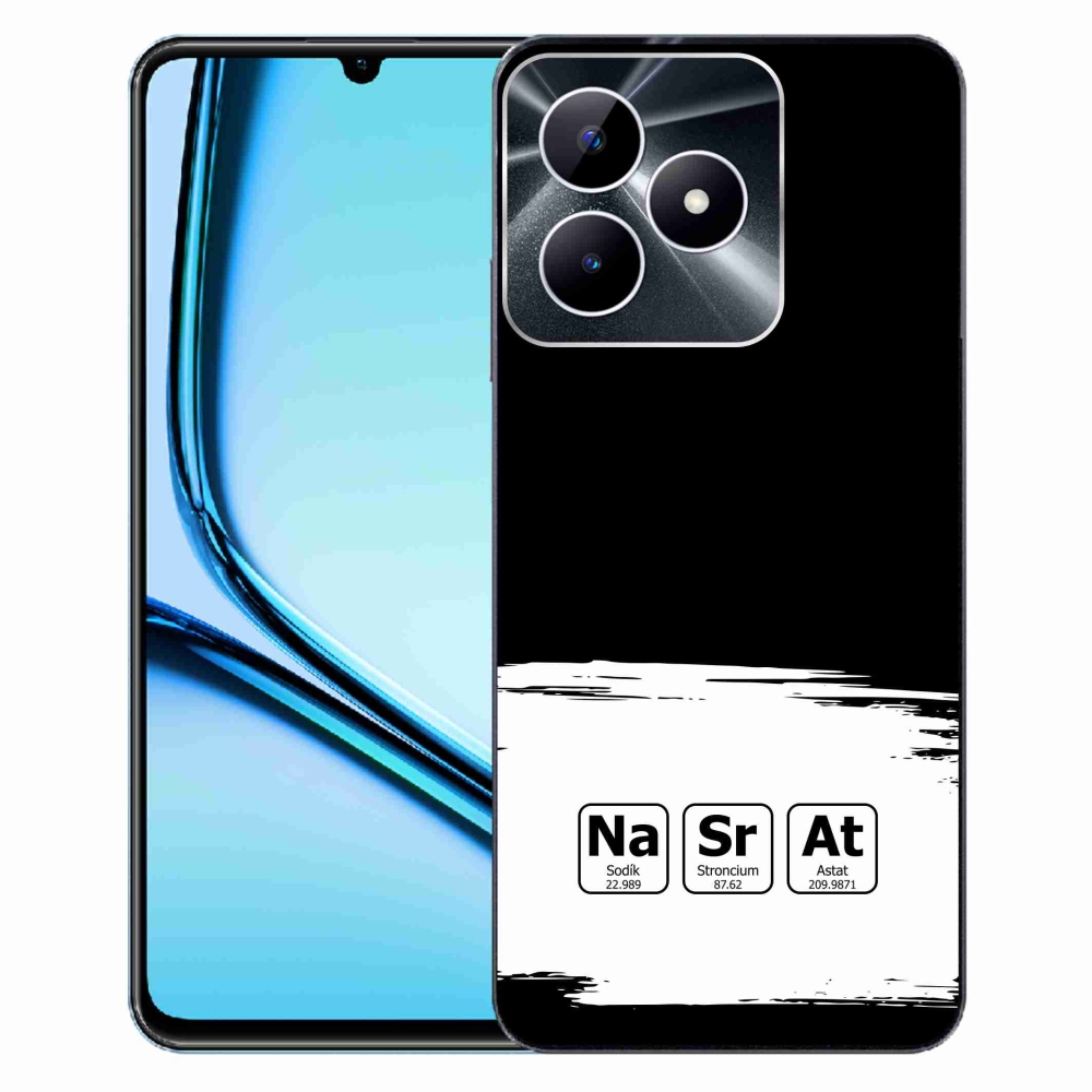 Gélový kryt mmCase na Realme Note 50 - chemické prvky bieločierne pozadie