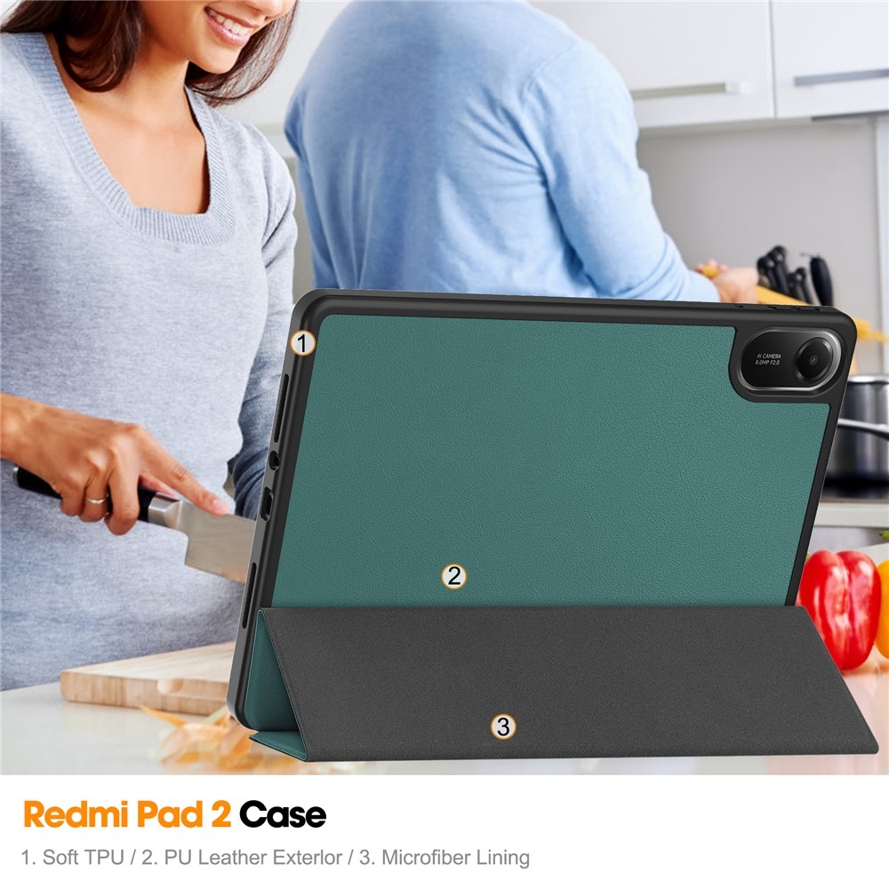 Cases chytré zatváracie púzdro na Xiaomi Redmi Pad 2 - zelené