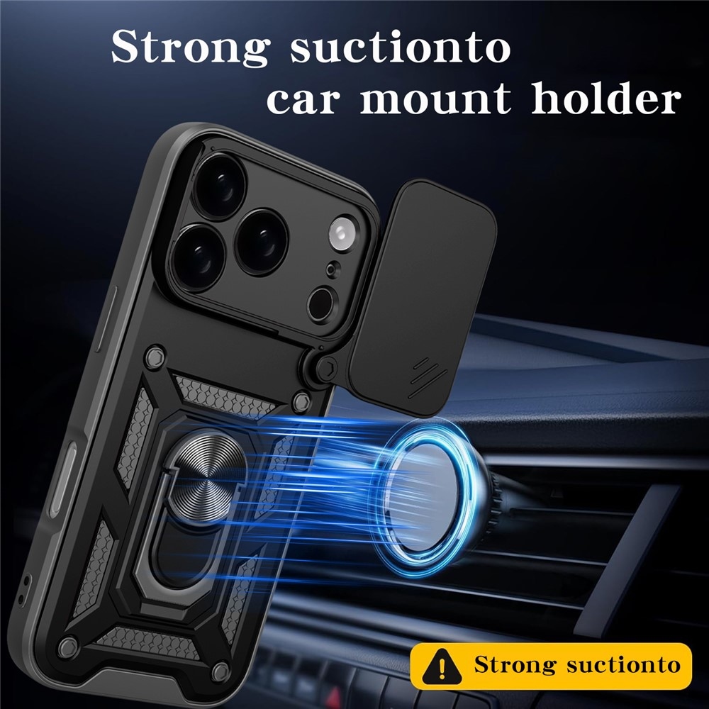 Ring odolný kryt na iPhone 17 Pro - čierny