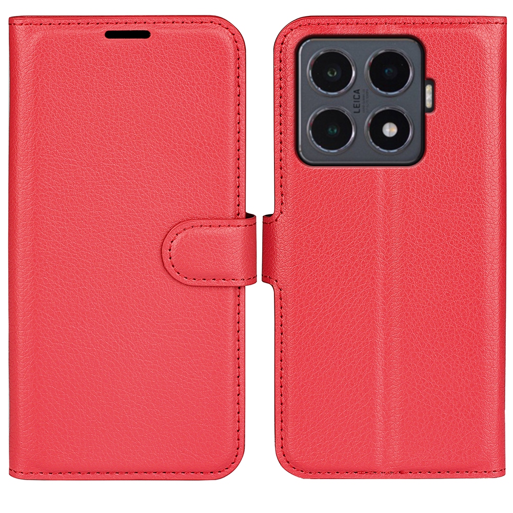 Litchi knižkové púzdro na Xiaomi 15T Pro - červené