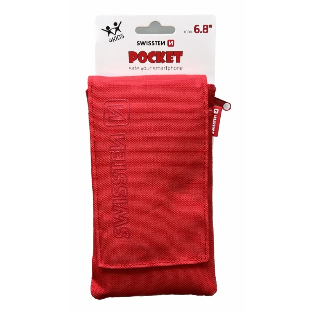 Univerzálne látkové púzdro Swissten Pocket 6,8 so šnúrkou - červené