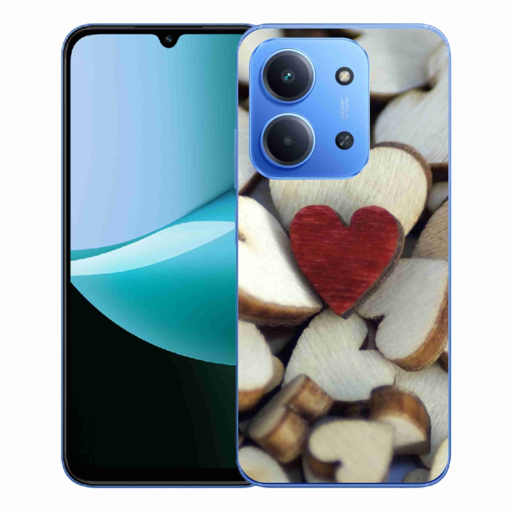 Gélový kryt mmCase na Xiaomi Redmi 15C 4G/5G (173mm) - gravírované červené srdce