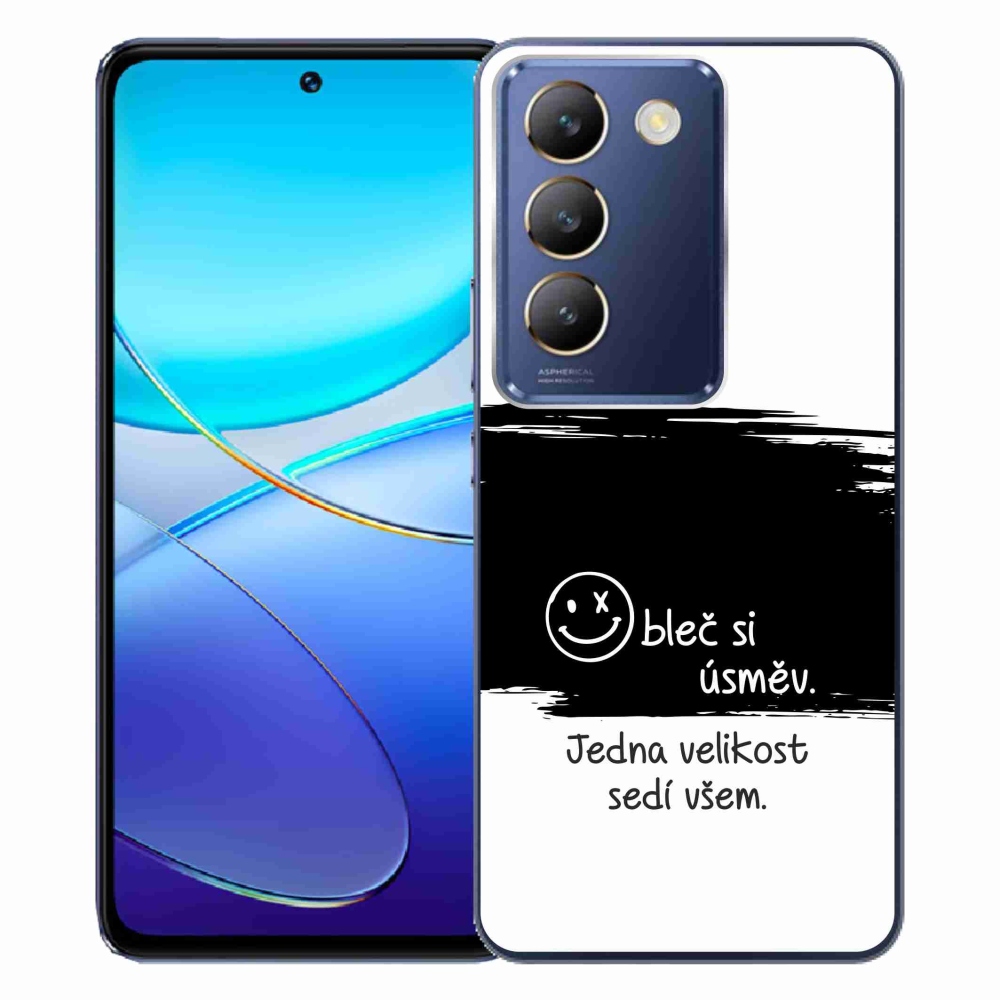 Gélový kryt mmCase na Vivo V40 SE 4G/5G - vtipný text 8 čiernobiele pozadie