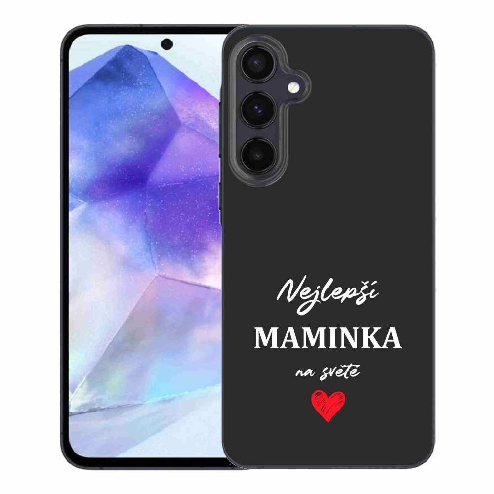 Gélový kryt mmCase na Samsung Galaxy A55 5G - najlepšia mamička 1 čierne pozadie