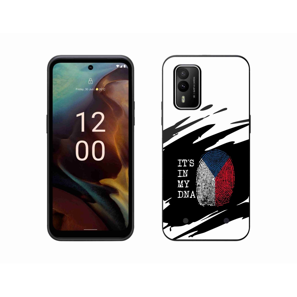Gélový kryt mmCase na Nokia XR21 - vlajka odtlačok prsta čiernobiele pozadie