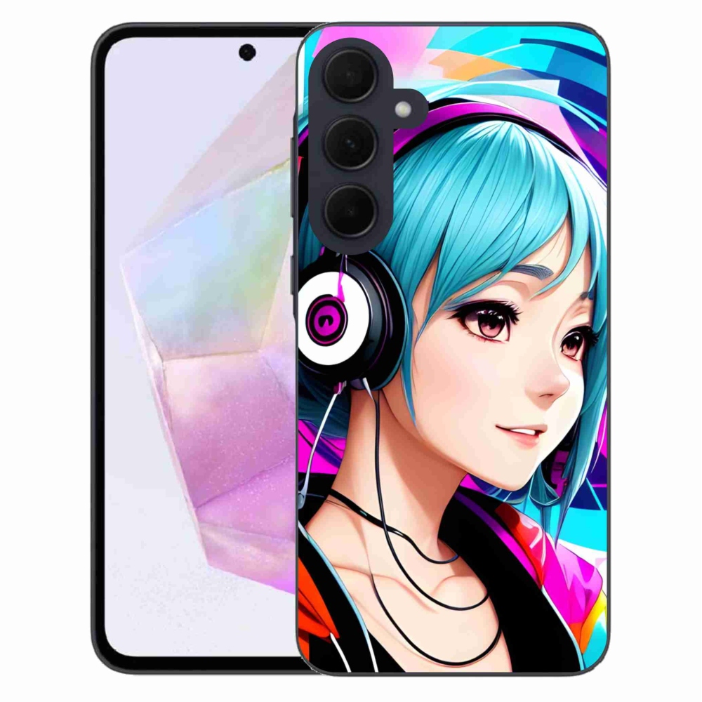 Gélový kryt mmCase na Samsung Galaxy A35 5G - dievča so slúchadlami