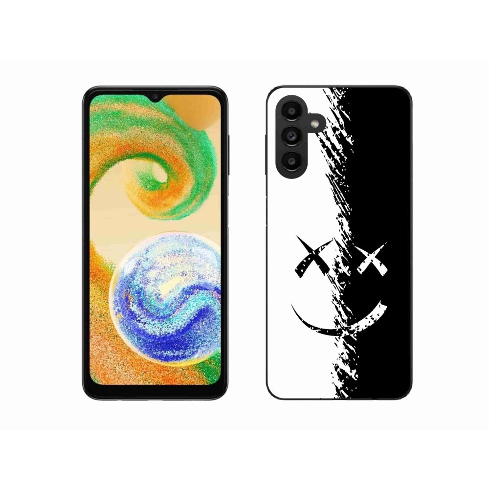 Gélový kryt mmCase na Samsung Galaxy A04s (164.7x76.7x9.1mm) - čiernobiely smajlík