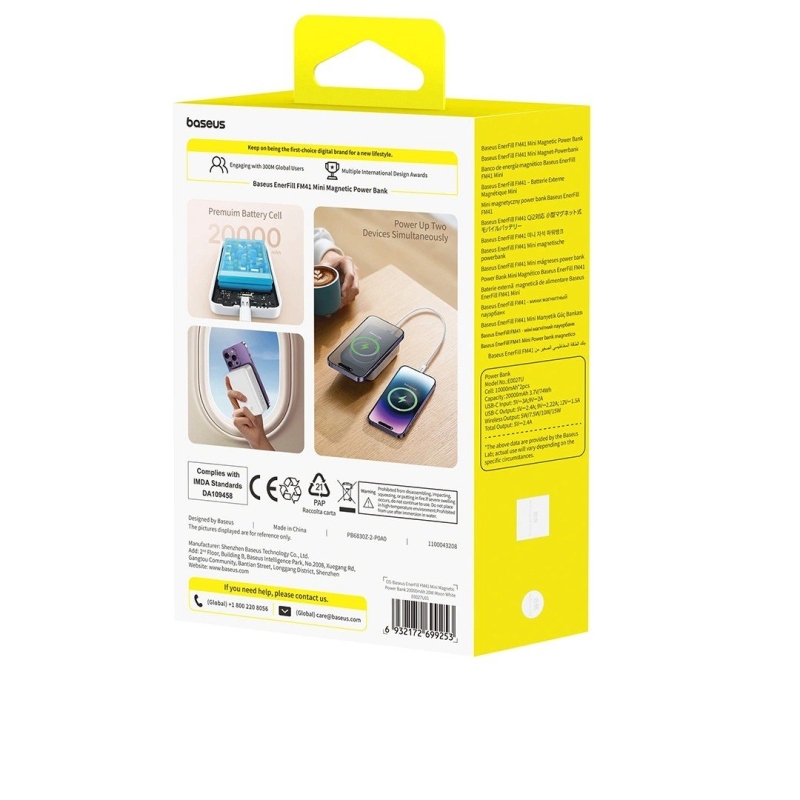 Baseus EnerFill FM41 Ultra Mini 20W magnetická powerbanka 20000mAh biela