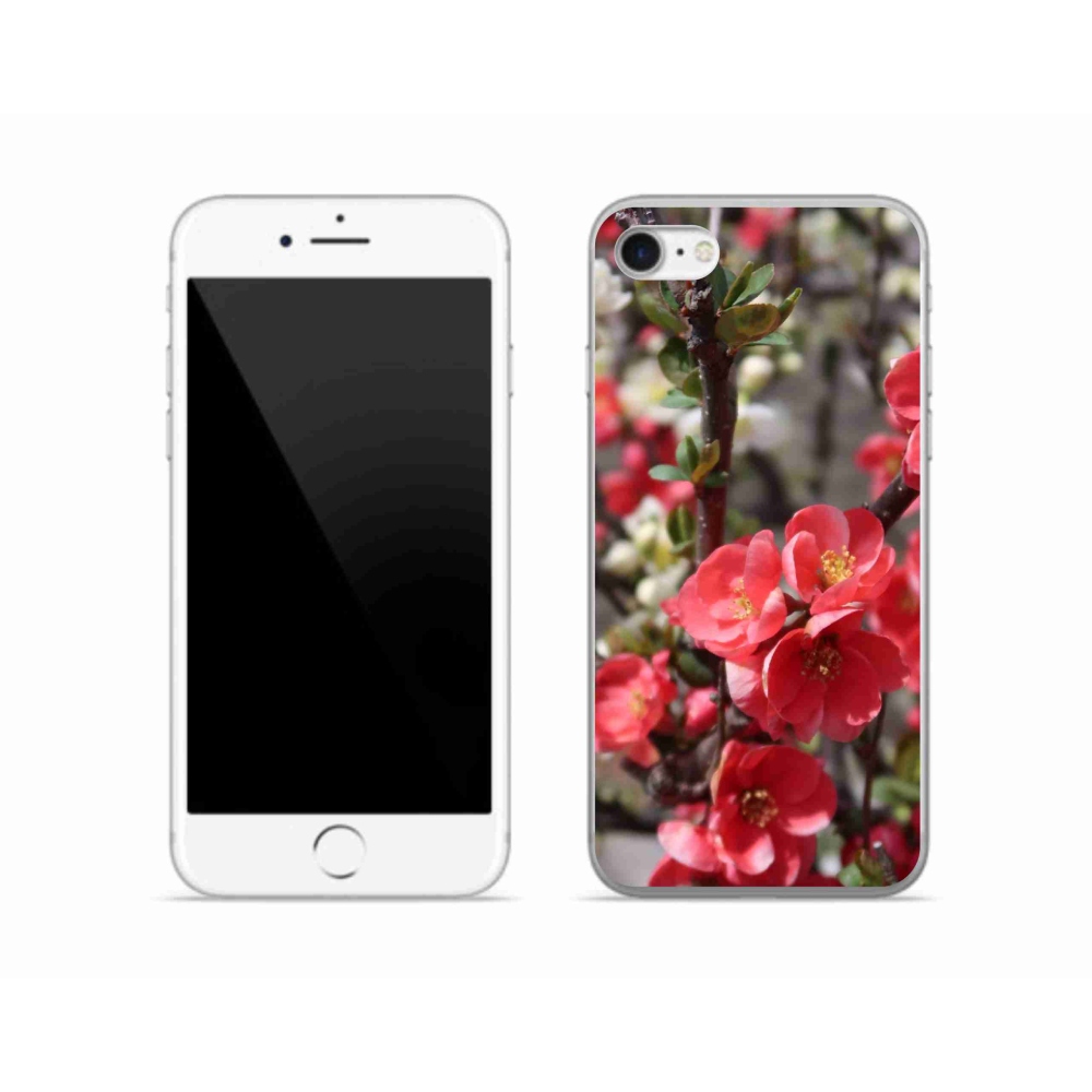Gélový kryt mmCase na iPhone SE (2020) - červené kvety
