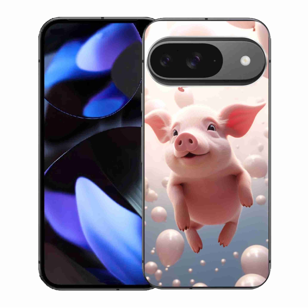 Gélový kryt mmCase na Google Pixel 9/9 Pro - prasiatko s balónikmi