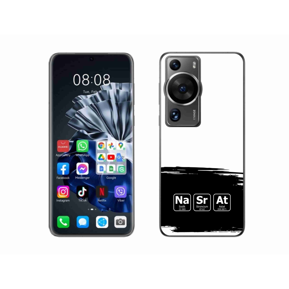 Gélový kryt mmCase na Huawei P60 Pro - chemické prvky čiernobiele pozadie