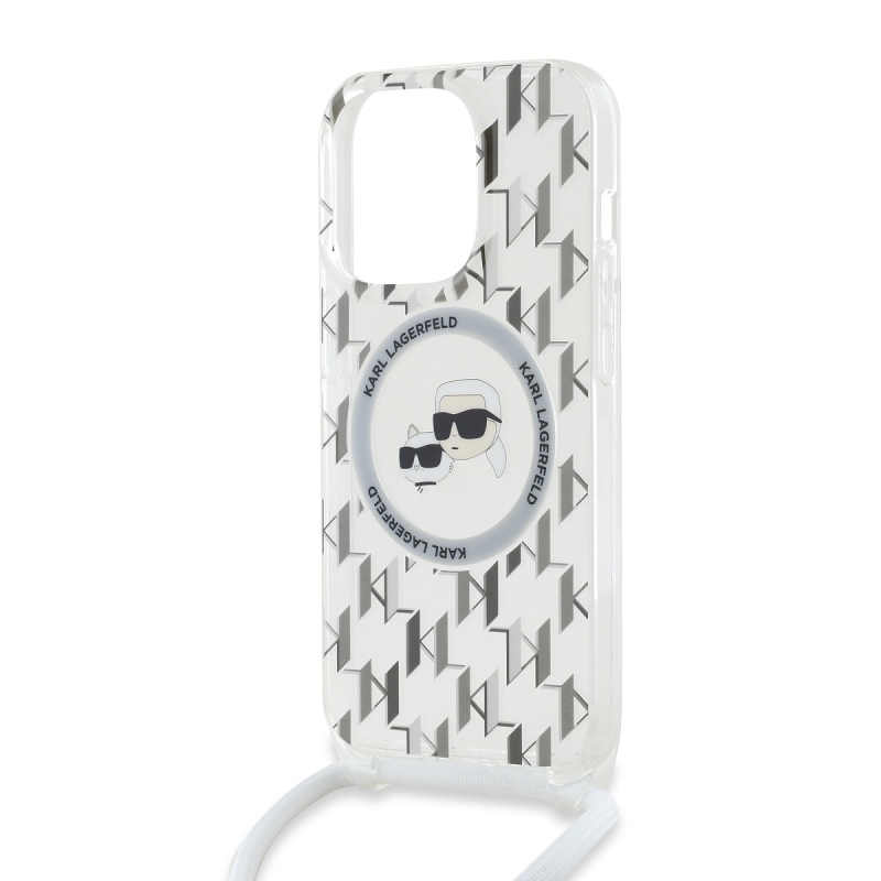 Karl Lagerfeld IML Monogram Crossbody K&CH Heads MagSafe Zadný Kryt pre iPhone 13 Pro Max Transparent