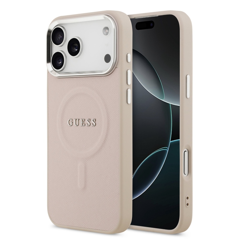 Guess PU Saffiano MagSafe zadný kryt pre iPhone 17 Pro Pink