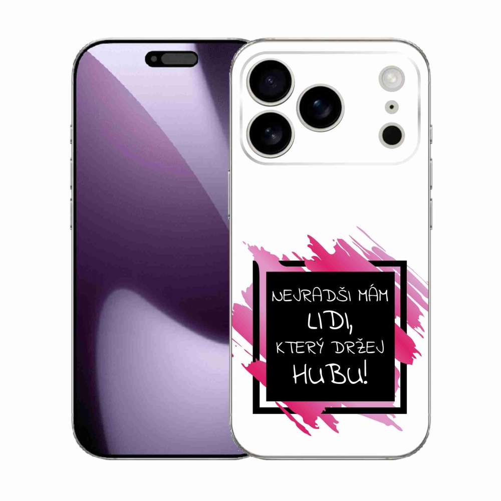 Gélový kryt mmCase na iPhone 17 Pro - vtipný text 7 čiernobiele pozadie