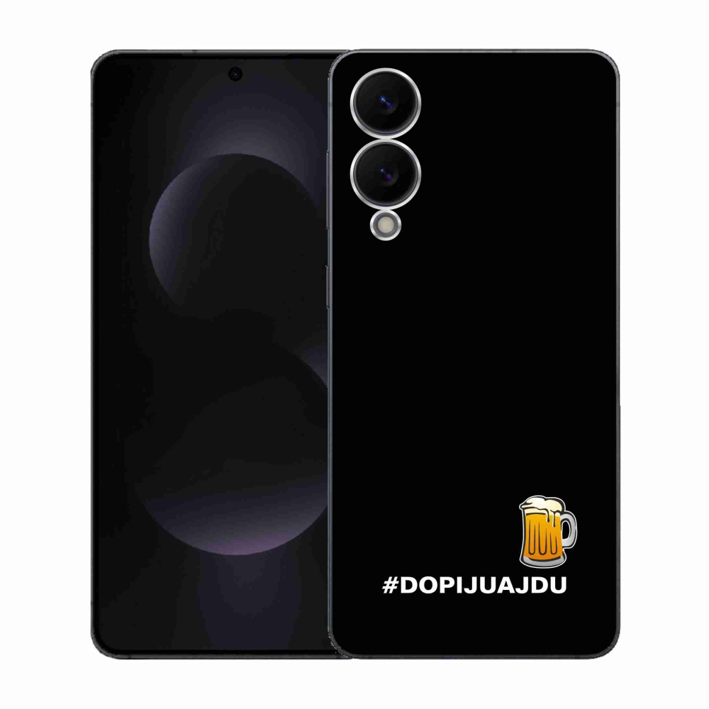 Gélový kryt mmCase na Samsung Galaxy S25 Edge - pivný motív 1 čierne pozadie