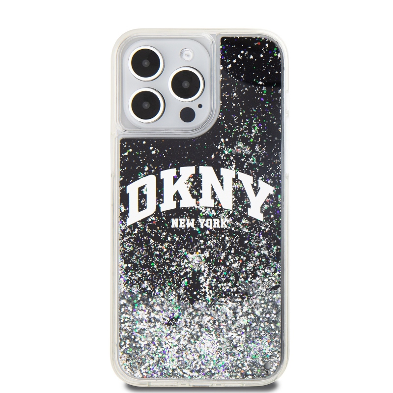 DKNY Liquid Glitter Arch Logo Zadný Kryt pre iPhone 15 Pro Max Black