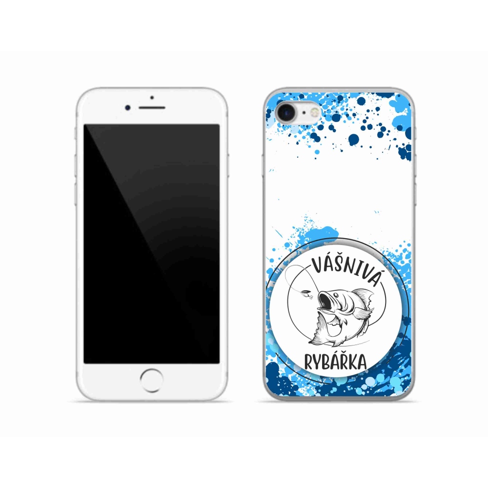 Gélový kryt mmCase na iPhone SE (2022) - vášnivá rybárka biele pozadie