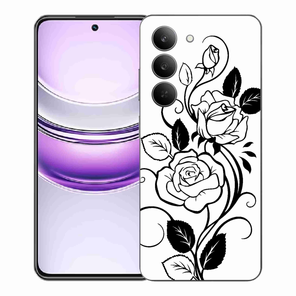 Gélový kryt mmCase na Realme 14x 5G - čiernobiela ruža