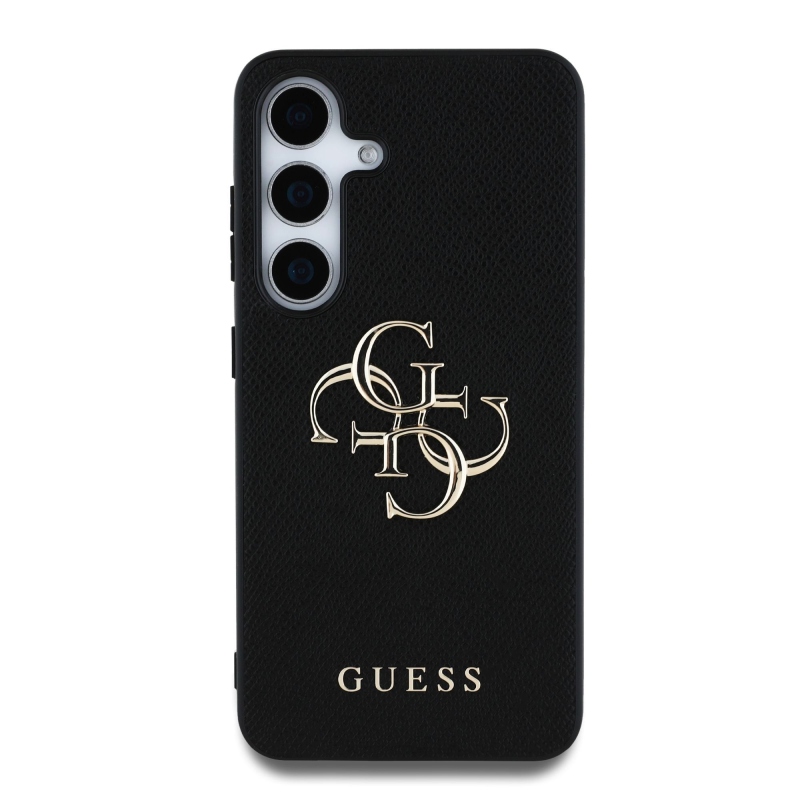 Guess PU Grained 4G Metal Logo Zadný Kryt pre Samsung Galaxy S25 Black