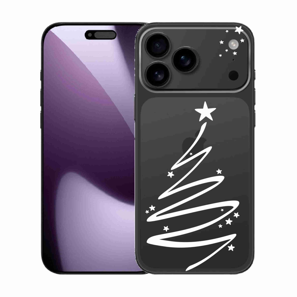 Gélový kryt mmCase na iPhone 17 Pro Max - biely stromček na priehľadnom pozadí