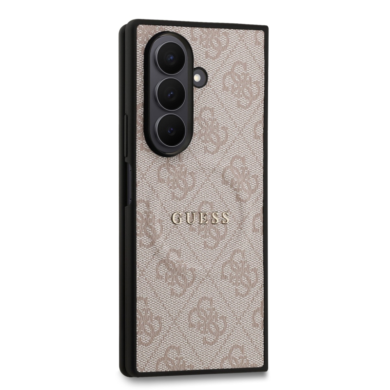 Guess PU kožený 4G farebný magnetický zadný kryt pre Samsung Galaxy Z Fold 7 Pink