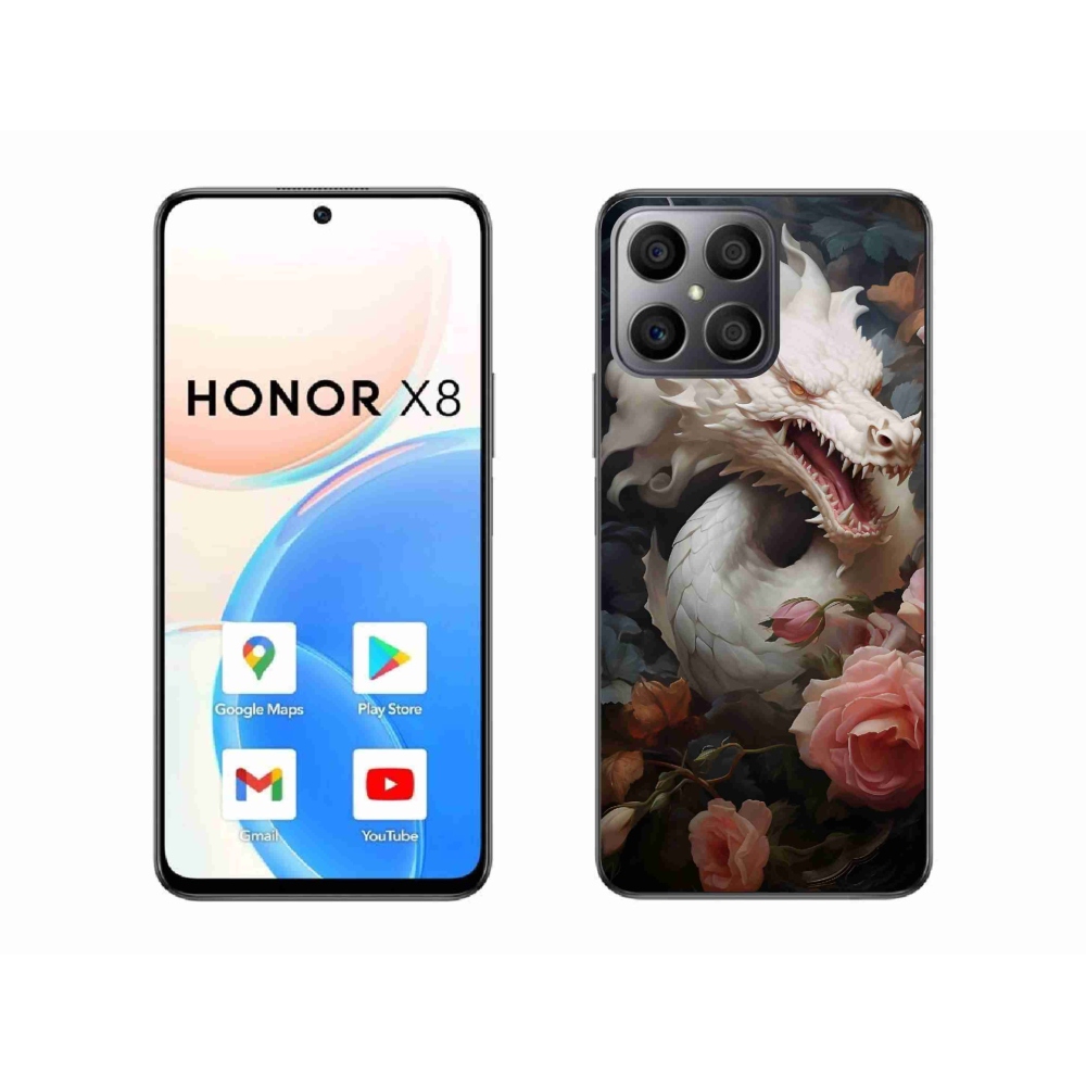 Gélový kryt mmCase na Honor X8 - biely drak