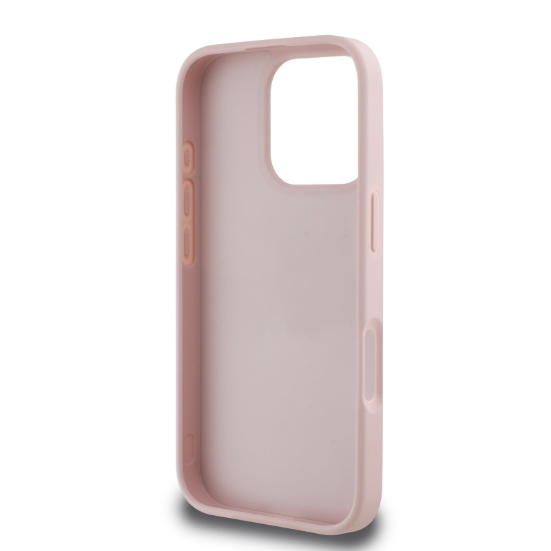 Guess PU Grained Roses 4G Metal Logo Zadný Kryt pre iPhone 16 Pro Pink