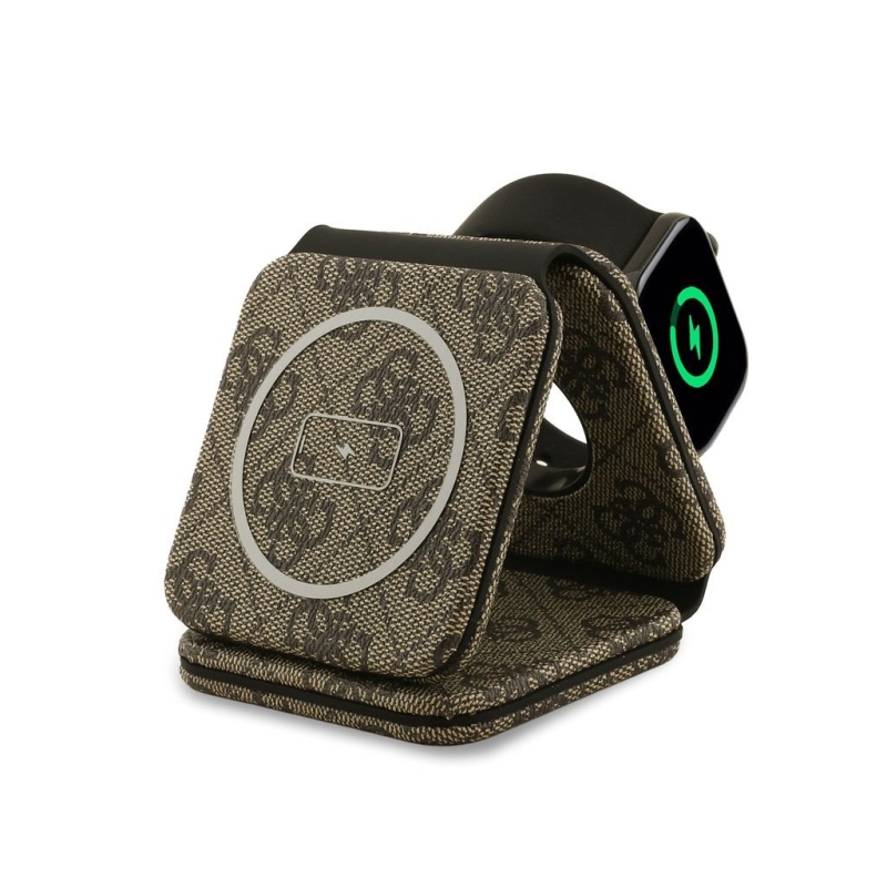 Bezdrôtová nabíjačka Guess PU 4G MagSafe 3v1 hnedá