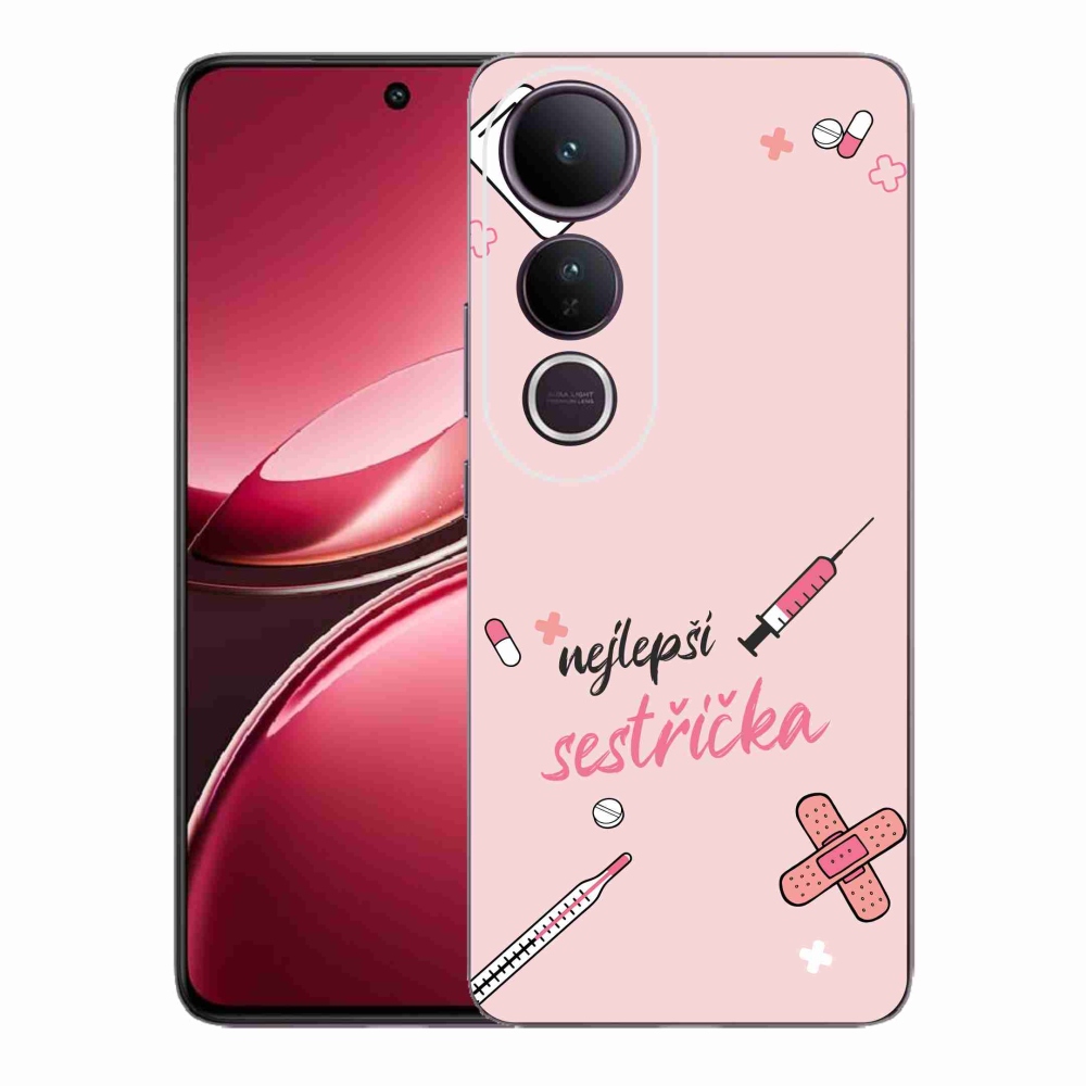 Gélový kryt mmCase na Vivo V50 Lite 4G/5G - najlepšia sestrička ružové pozadie