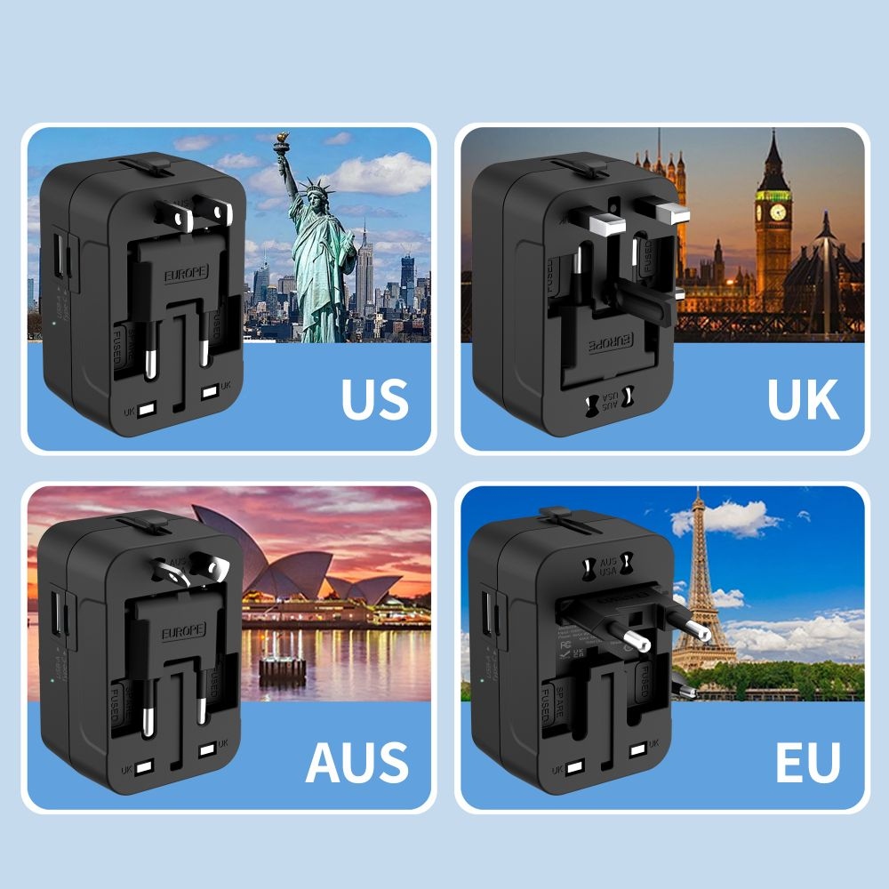 Tech-Protect TA300 univerzálny cestovný adaptér EU/UK/US/AU