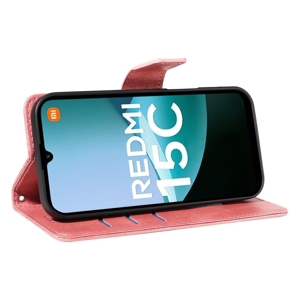 Grids knižkové púzdro na Xiaomi Redmi 15C 4G/5G (173mm) - ružovozlaté