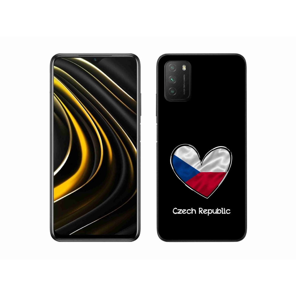 Gélový kryt mmCase na Xiaomi Poco M3 - vlajka srdca čierne pozadie