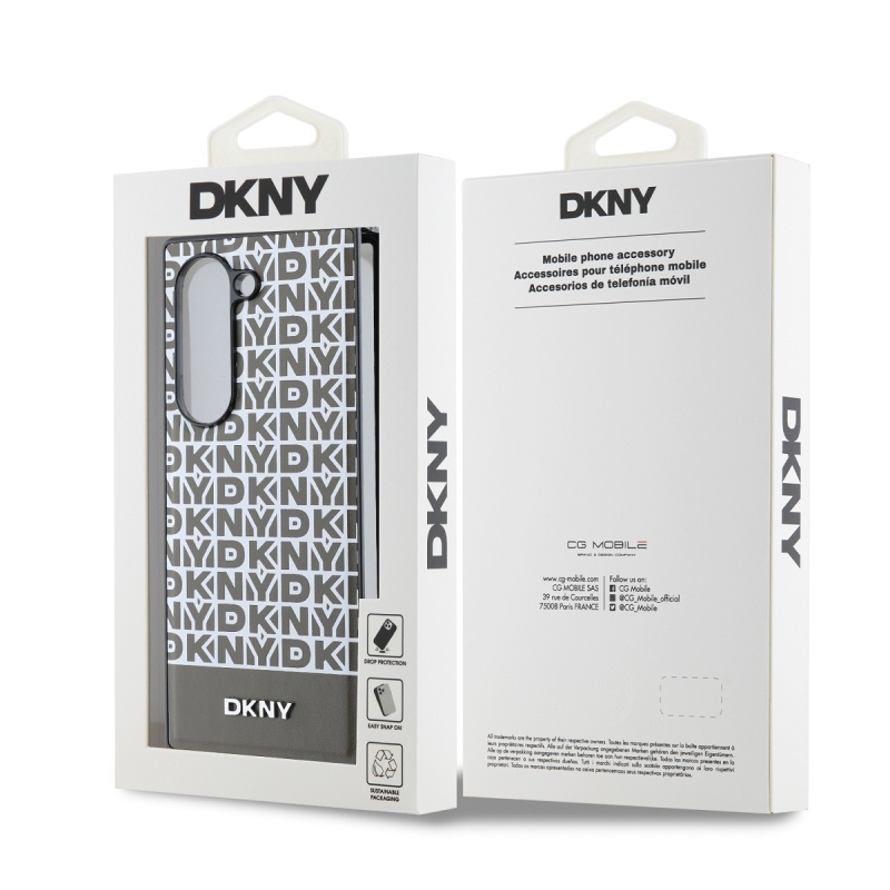 DKNY PU Leather Repeat Pattern Bottom Stripe MagSafe Zadný Kryt pre Samsung Galaxy Z Fold 6 Brown