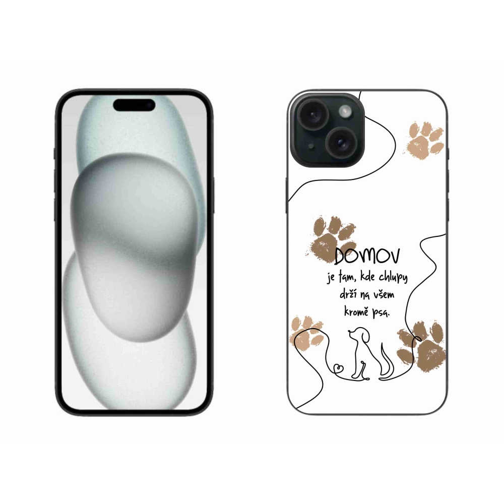 Gélový kryt mmCase na iPhone 15 Plus - psí motív biele pozadie