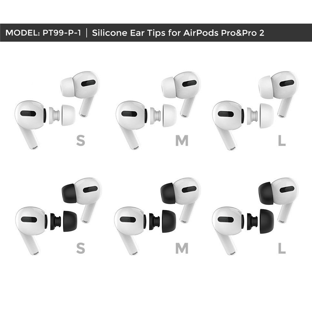 Sada bielych silikónových nástavcov do slúchadiel kompatibilná s AirPods Pro/Pro 2 - S/M/L