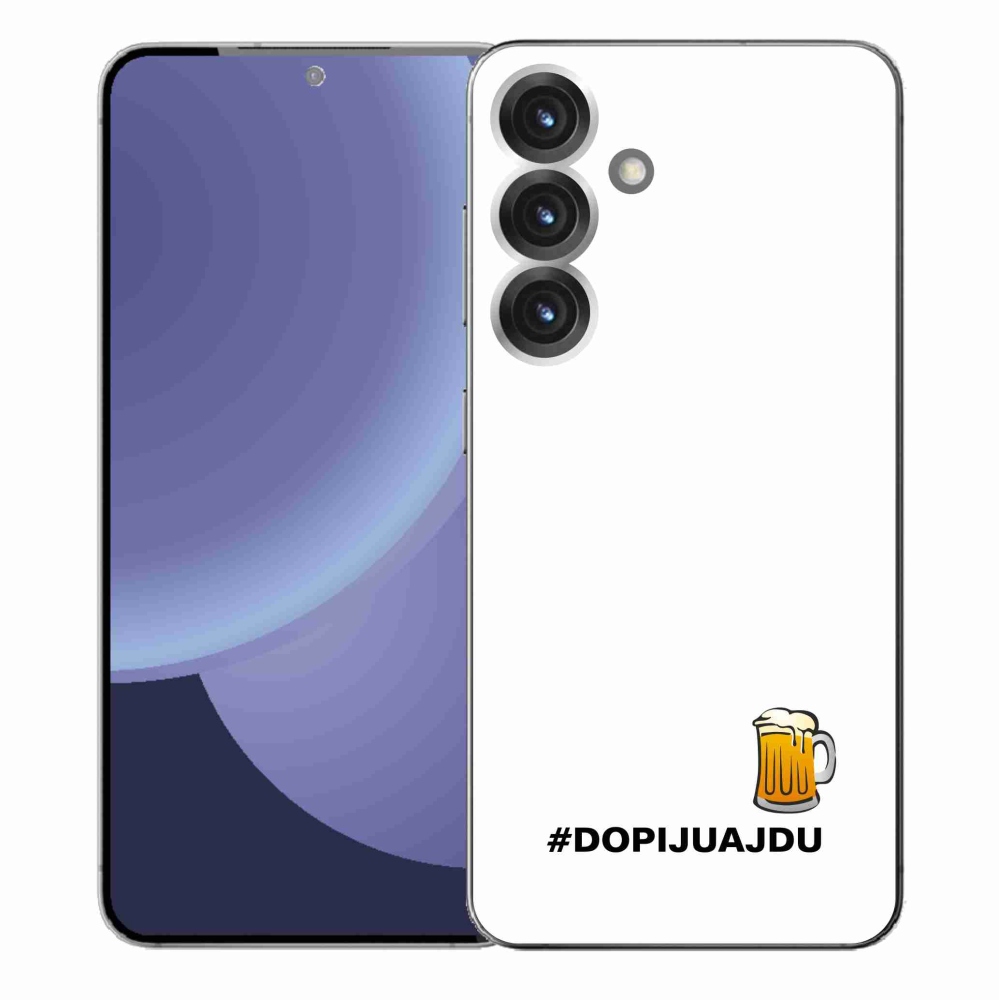 Gélový kryt mmCase na Samsung Galaxy S25+ - pivný motív 1 biele pozadie