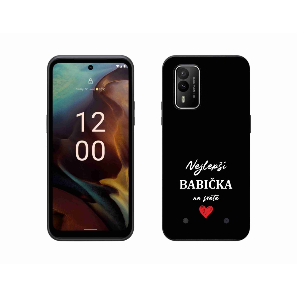 Gélový kryt mmCase na Nokia XR21 - najlepšia babička 1 čierne pozadie