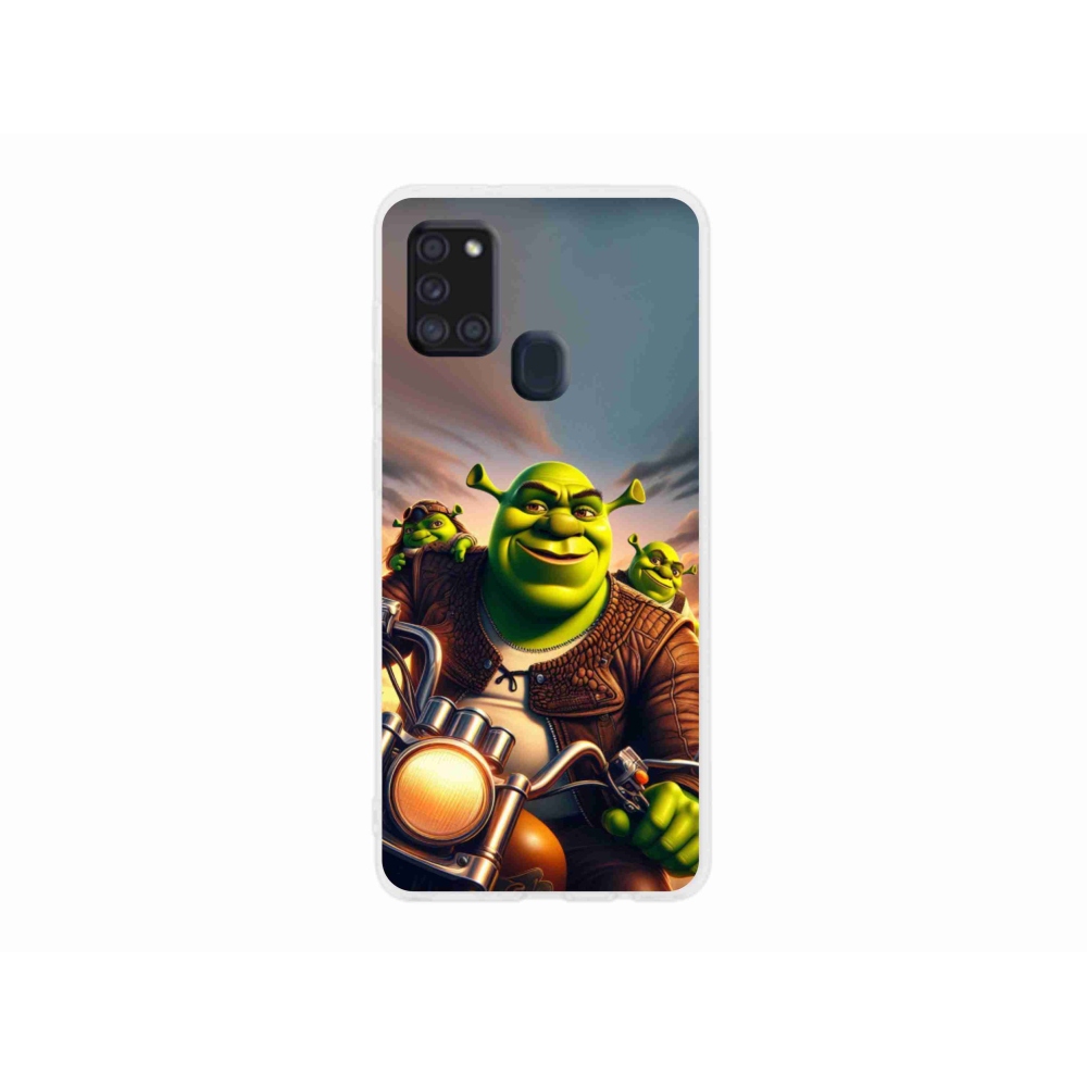 Gélový kryt mmCase na Samsung Galaxy A21s - shrek na motorke