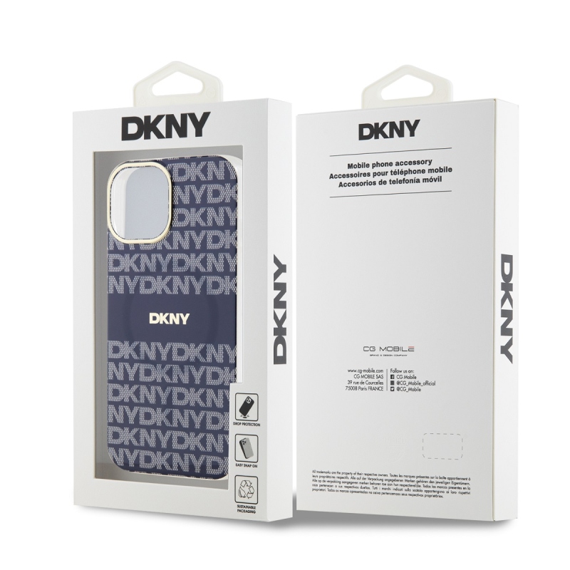 DKNY PC/TPU Repeat Pattern Tonal Stripe Magsafe Zadný Kryt pre iPhone 13 Blue