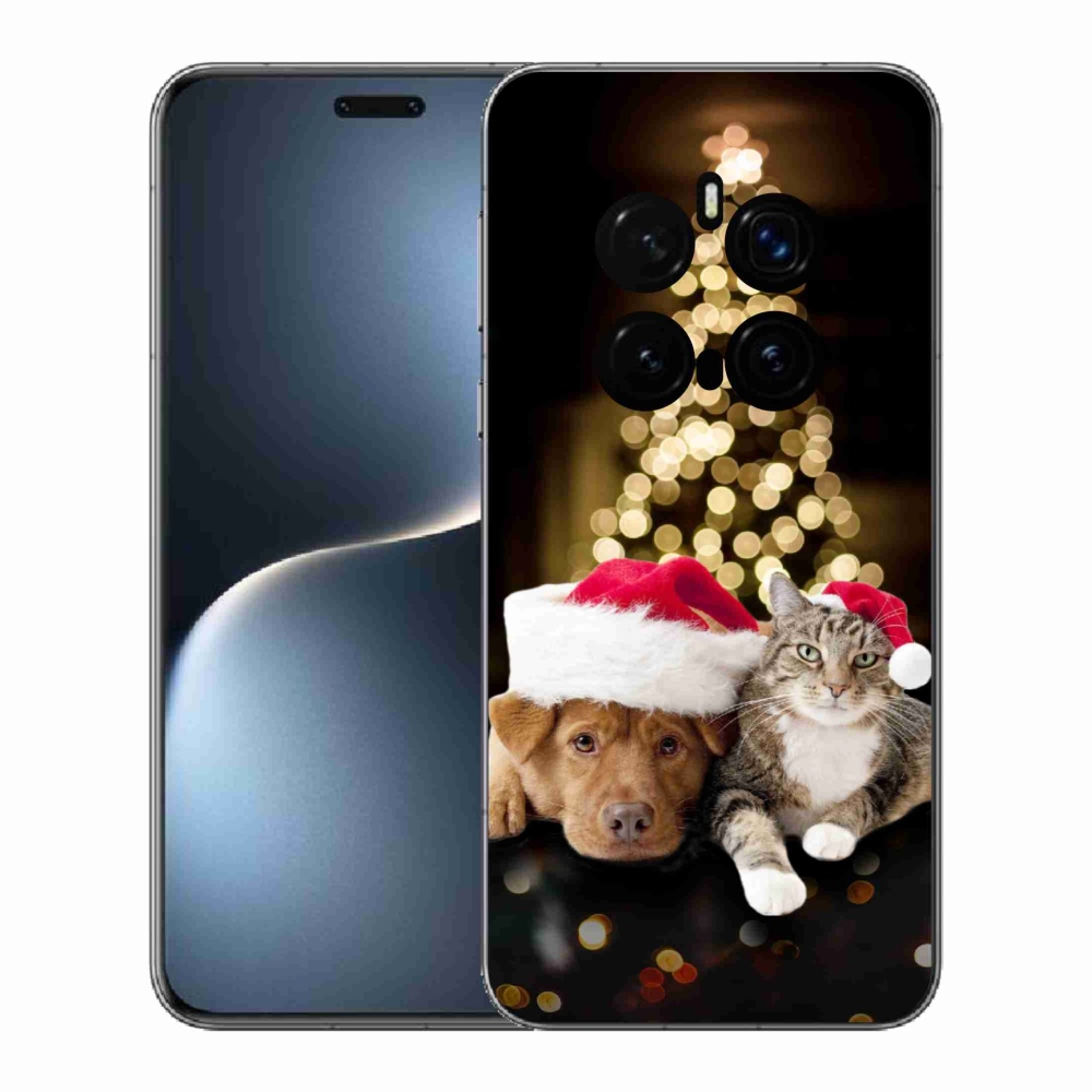 Gélový kryt mmCase na Honor Magic 7 Pro 5G - vianočný pes a mačka