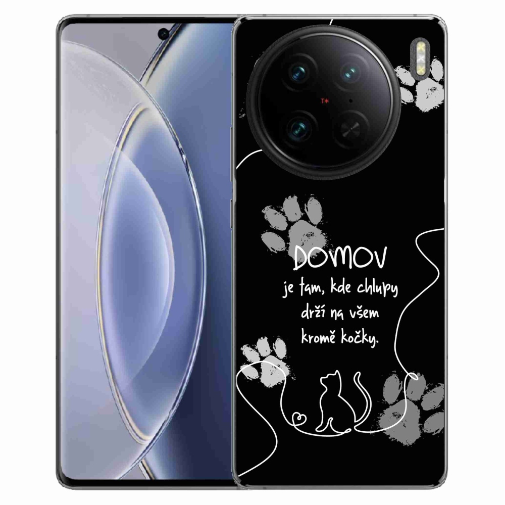 Gélový kryt mmCase na Vivo X90 Pro - mačacie motív čierne pozadie