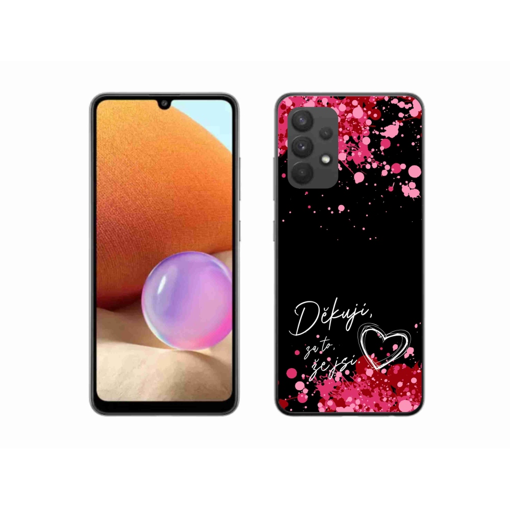Gélový kryt mmCase na Samsung Galaxy A32 4G - zamilovaný text 2 čierne pozadie