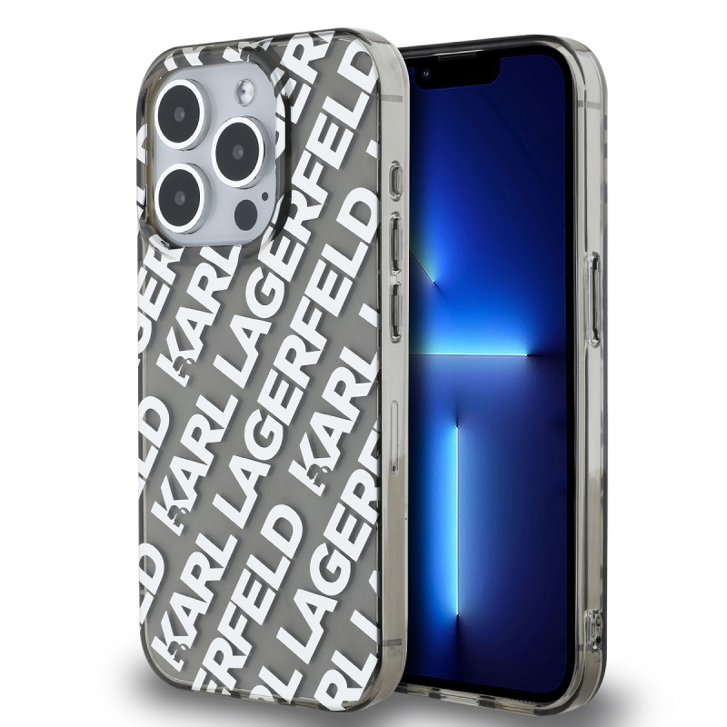 Karl Lagerfeld IML Electroplated Repeated Logo Zadný Kryt pre iPhone 15 Pro Silver