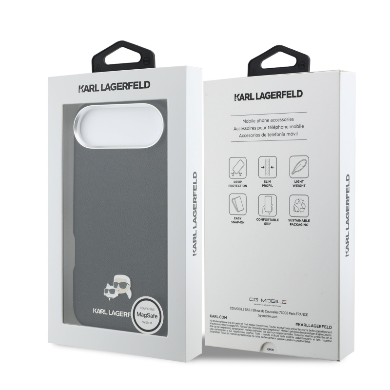 Karl Lagerfeld PU Karl and Choupette Heads Pins MagSafe zadný kryt pre iPhone Air Black