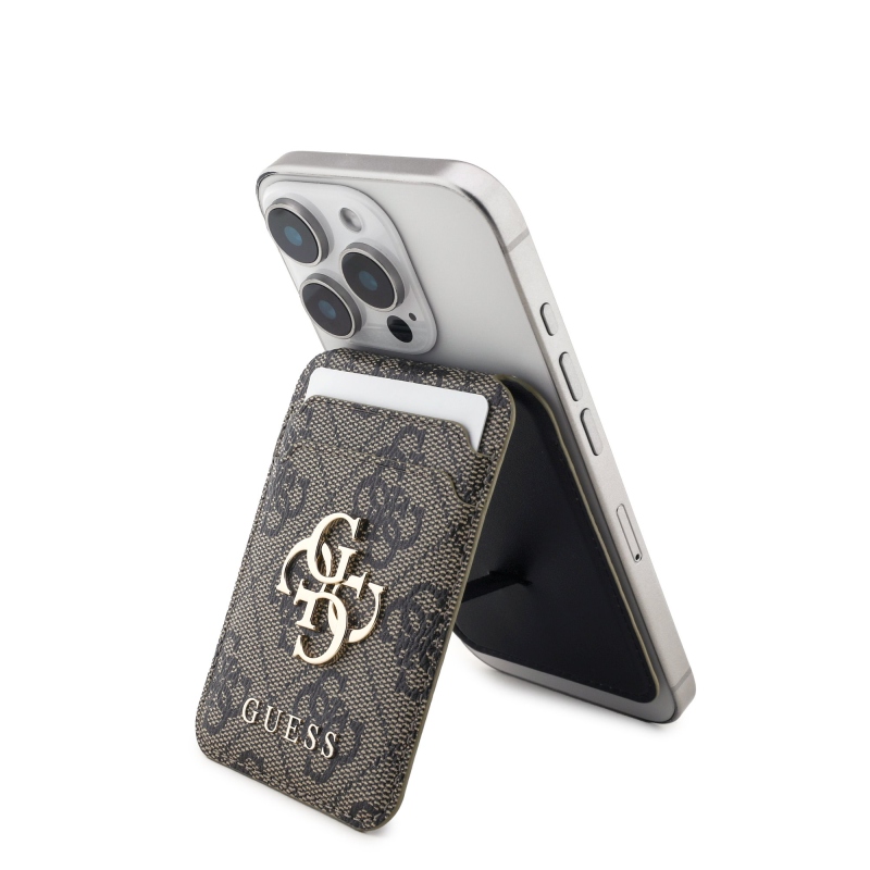 Guess 4G Metal Logo MagSafe Cardslot Peňaženka so Stojanom Brown