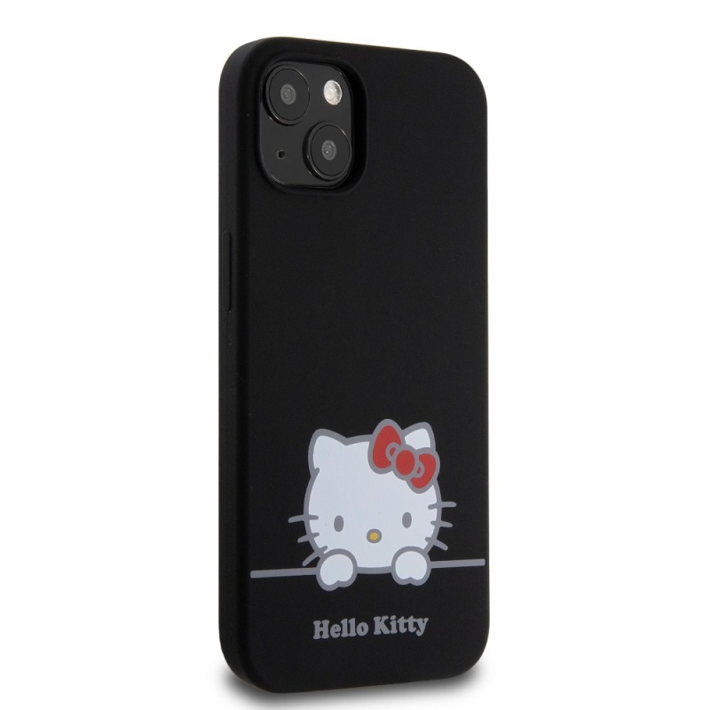 Hello Kitty Liquid Silicone Daydreaming Logo Zadný Kryt pre iPhone 13 Black